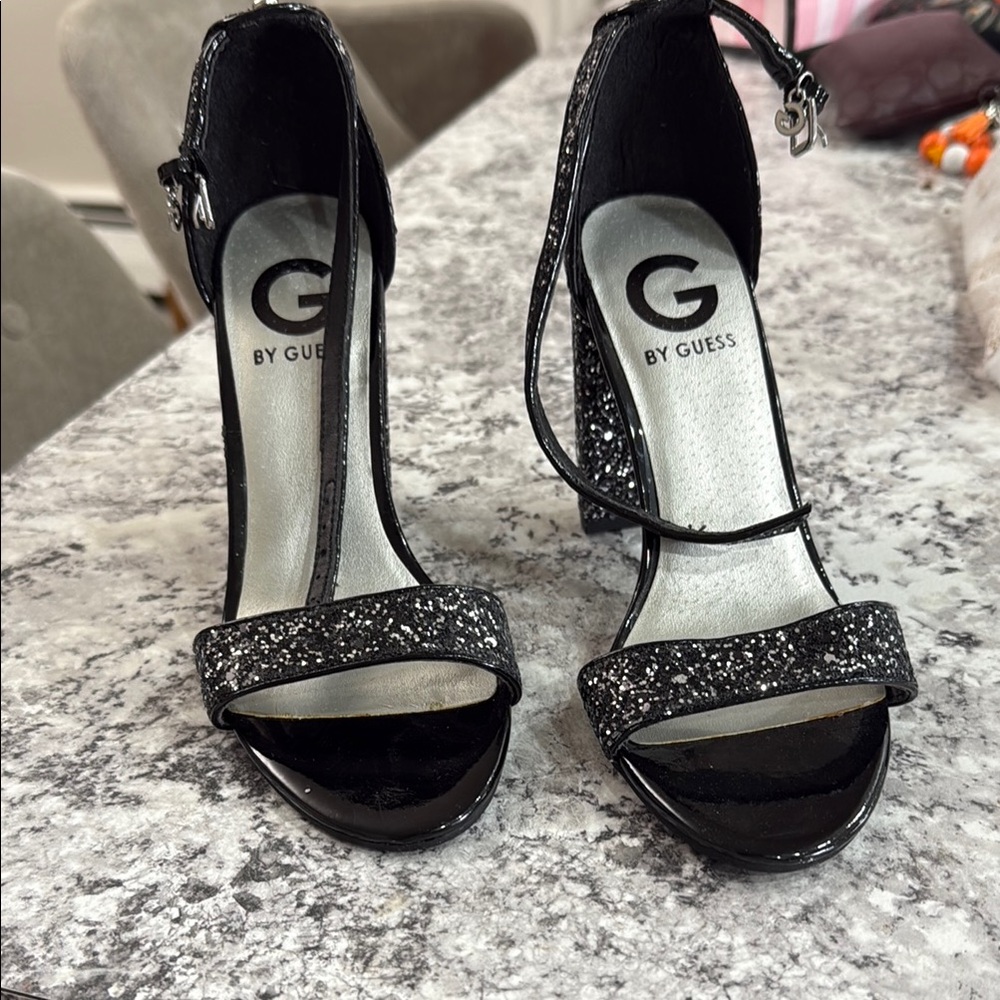 G by Guess Black and Silver Stiletto Heels